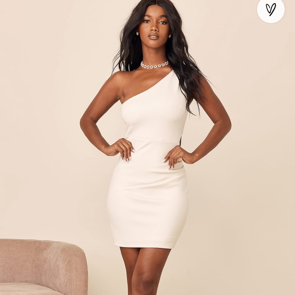 What About Tonight White One-Shoulder Bodycon Mini Dress